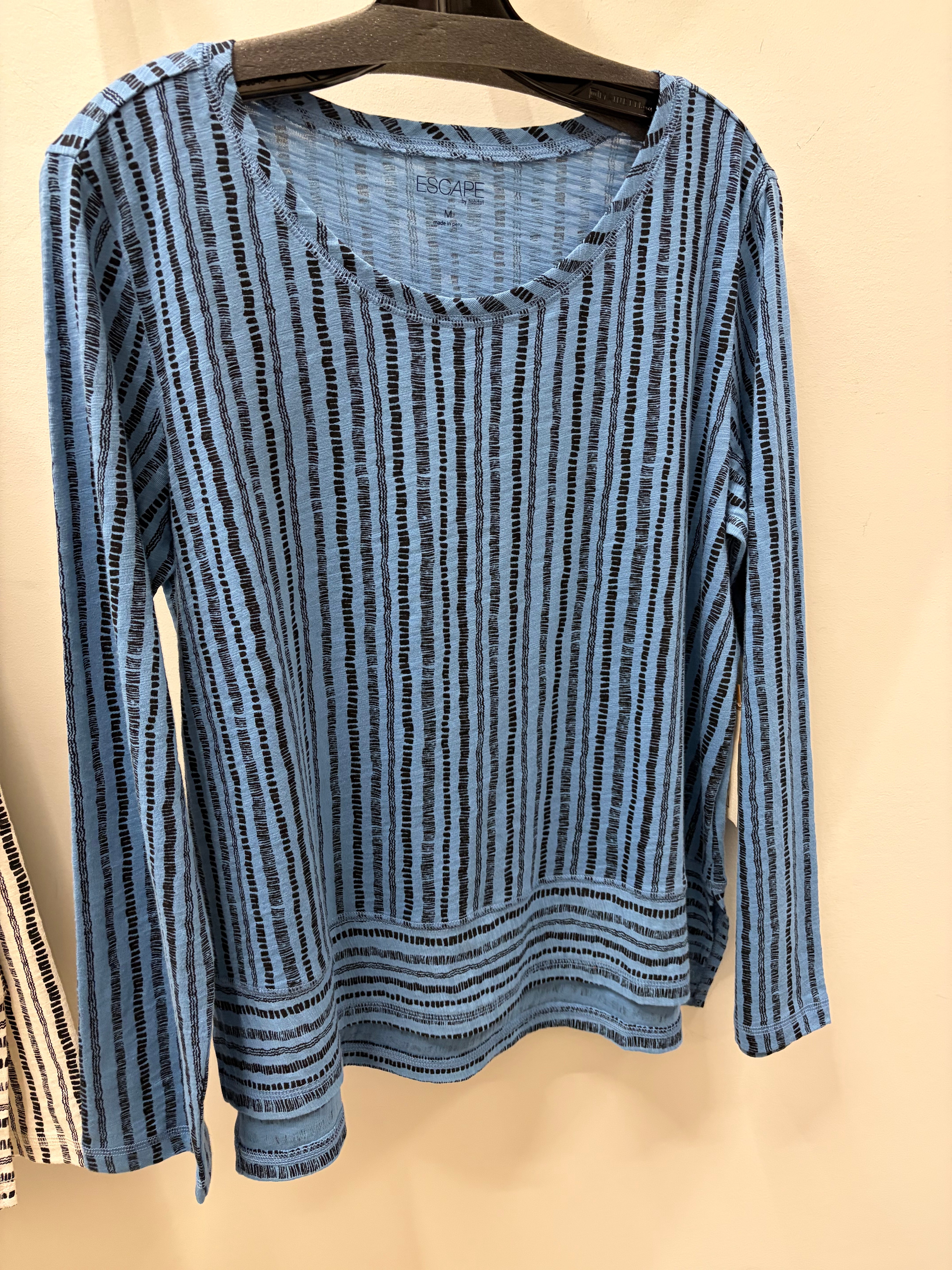Cotton Slub Easy V Tee in Canyon Stripe by Escape