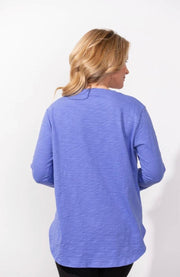 Solid Cotton Slub 3/4 Sleeve High-Low Tee by Escape