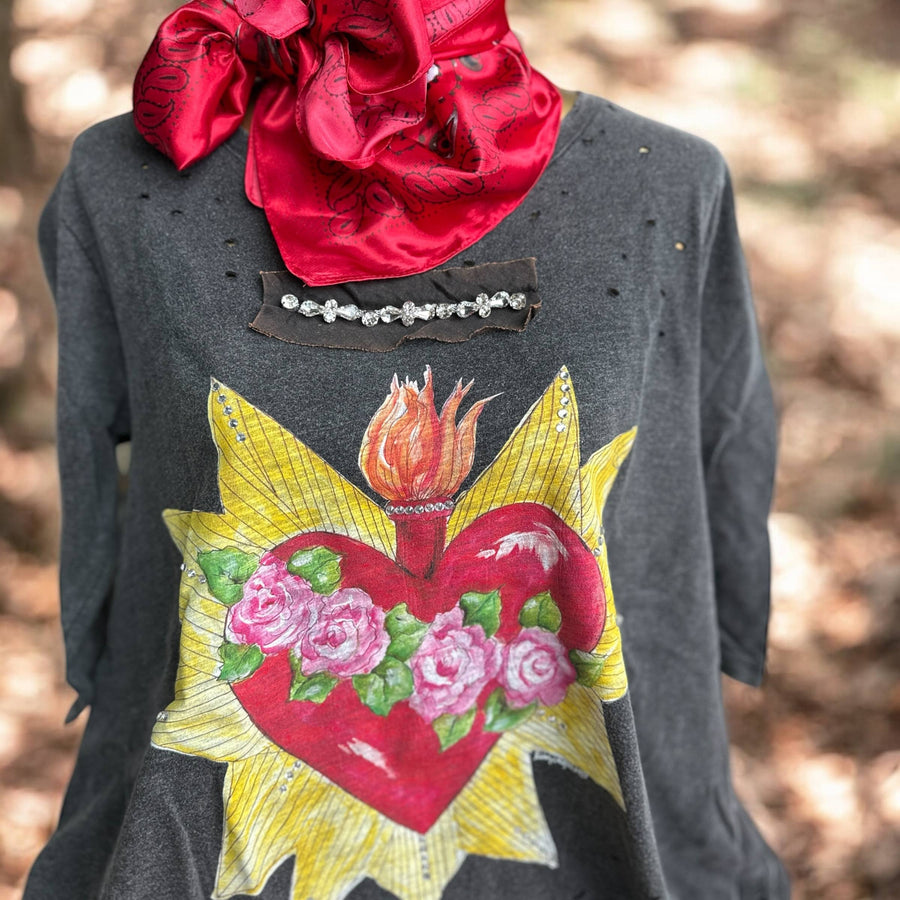Blazing Heart Tattered Tee