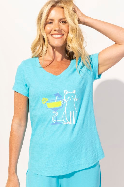 Destination Kitty Short Sleeve V-Neck Tee