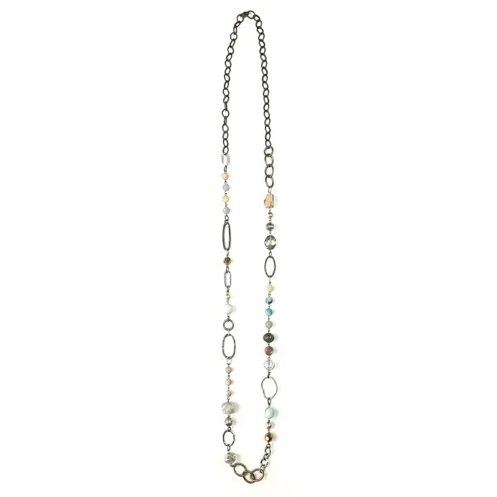 Loops, Chain, and Beads Long Layering Necklace