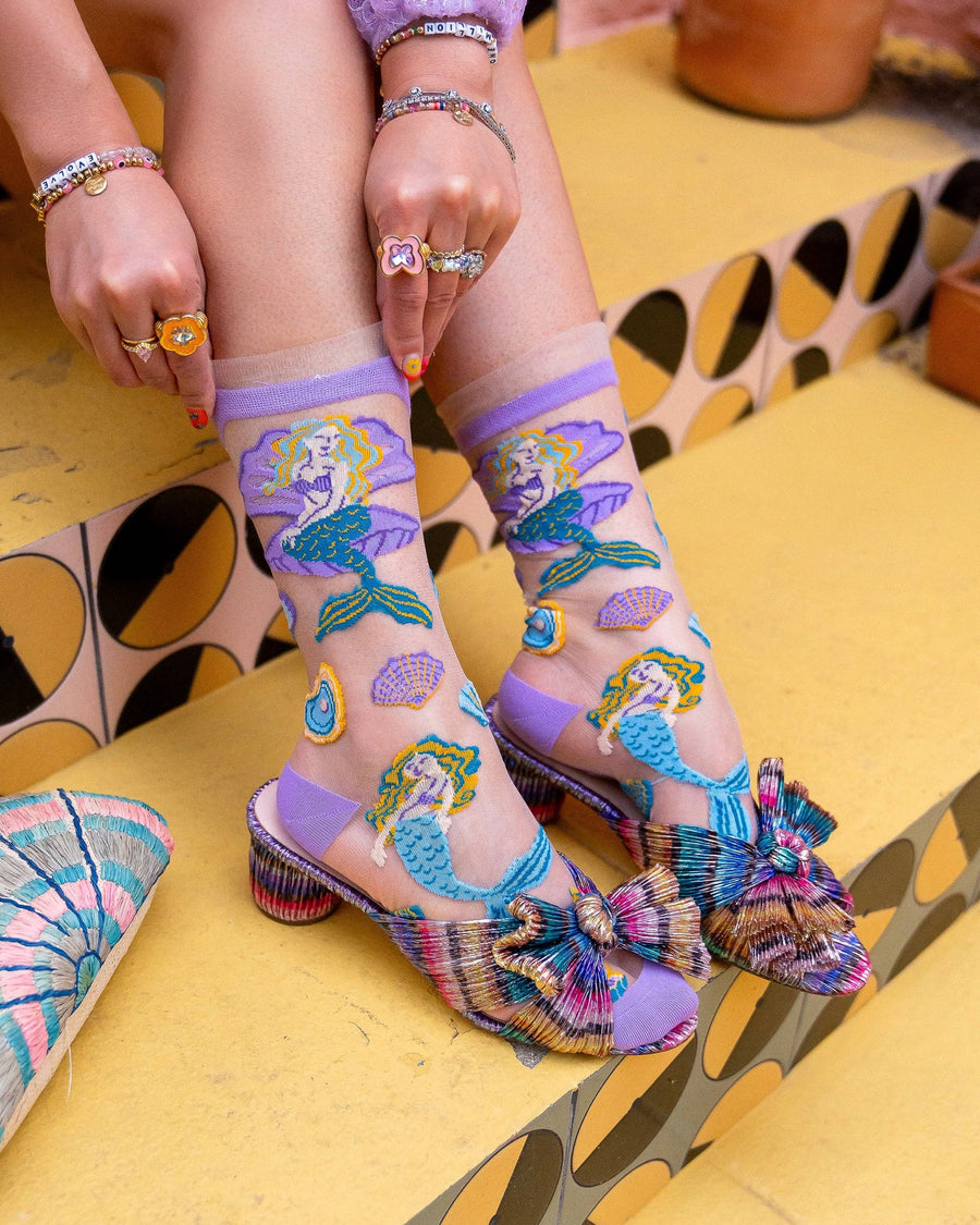 Whimsical Mermaid Ruffle Sheer Crew Sock Robin Booutique