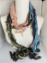 Boho Mixed Tassel Handmade Scarf Necklace