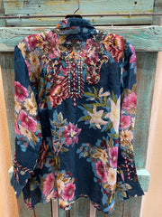Embroidered Button Blouse in Teal by All About Her
