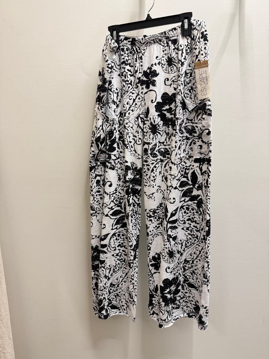 Paisley Scroll Cotton Slub Pocket Flood Pant