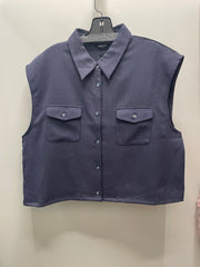Reworked Sleeveless Flowy Crop Button Down #03