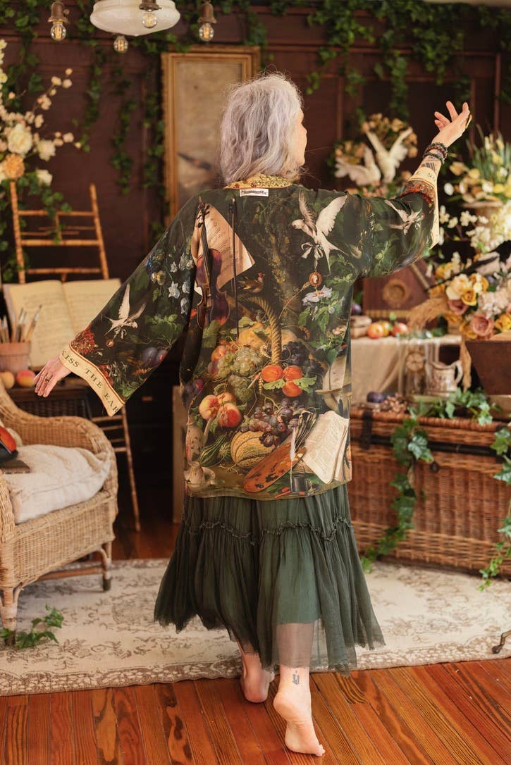 Additional view of Labour of Love Matineé (mid) Duster with florals & violin from Robin Boutique.