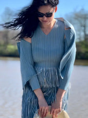 Pleated Metallic Fringe Dress by EllyNDale
