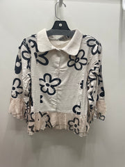 Cropped Ruffle Jacket in New Daisy Print by Origami Robin Boutique