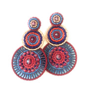 Beaded 3 round drop post statement earring- Berry by KVZ Robin Boutique