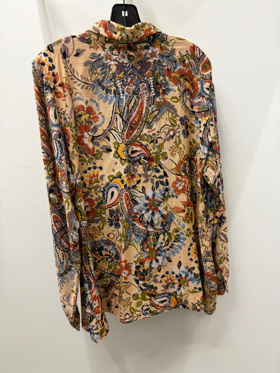 Embroidered Garden Paisley Linen Shirt by All About Her