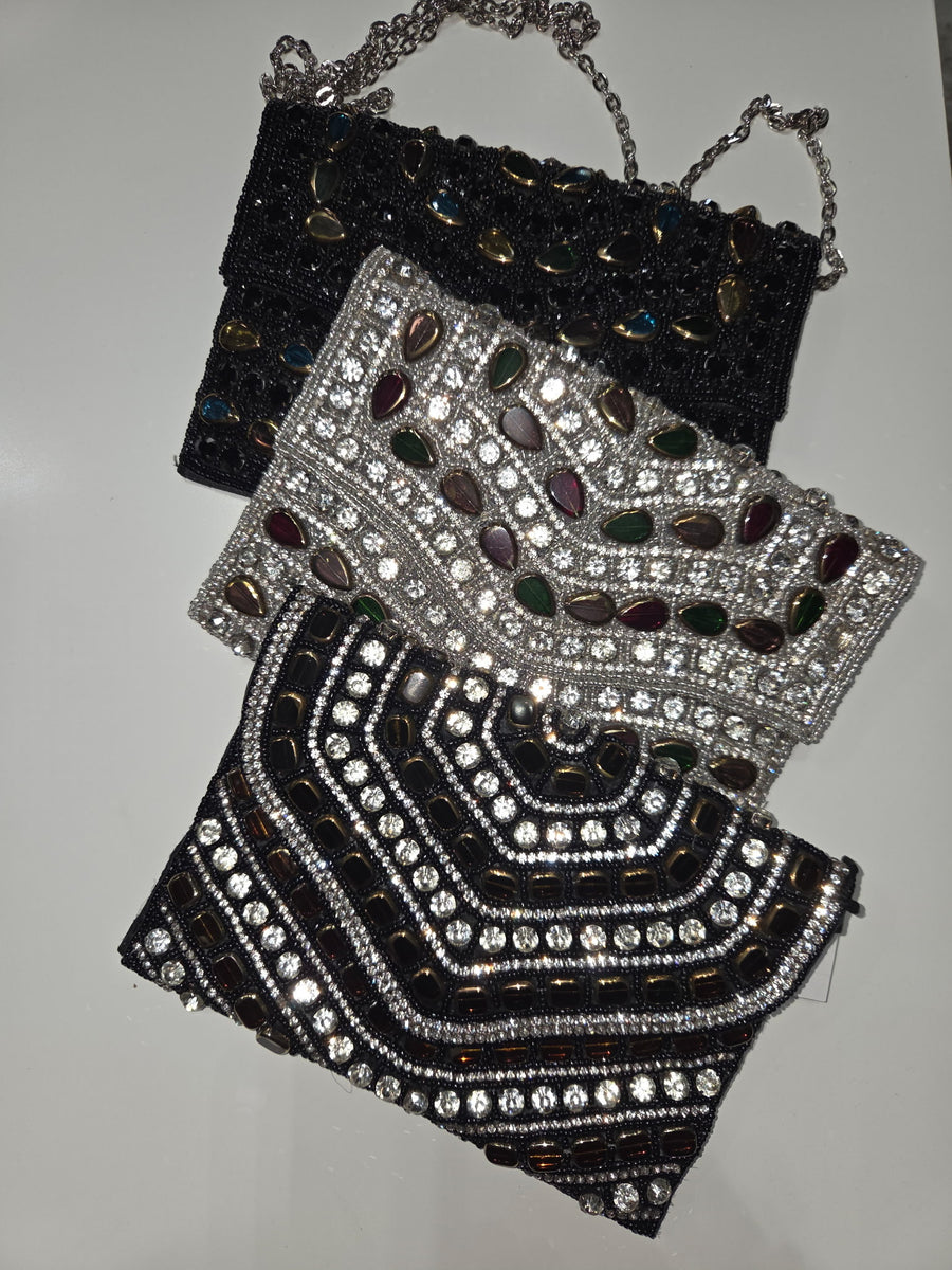 Evening Clutch Handbag with Semi Precious Stones - Robin Boutique