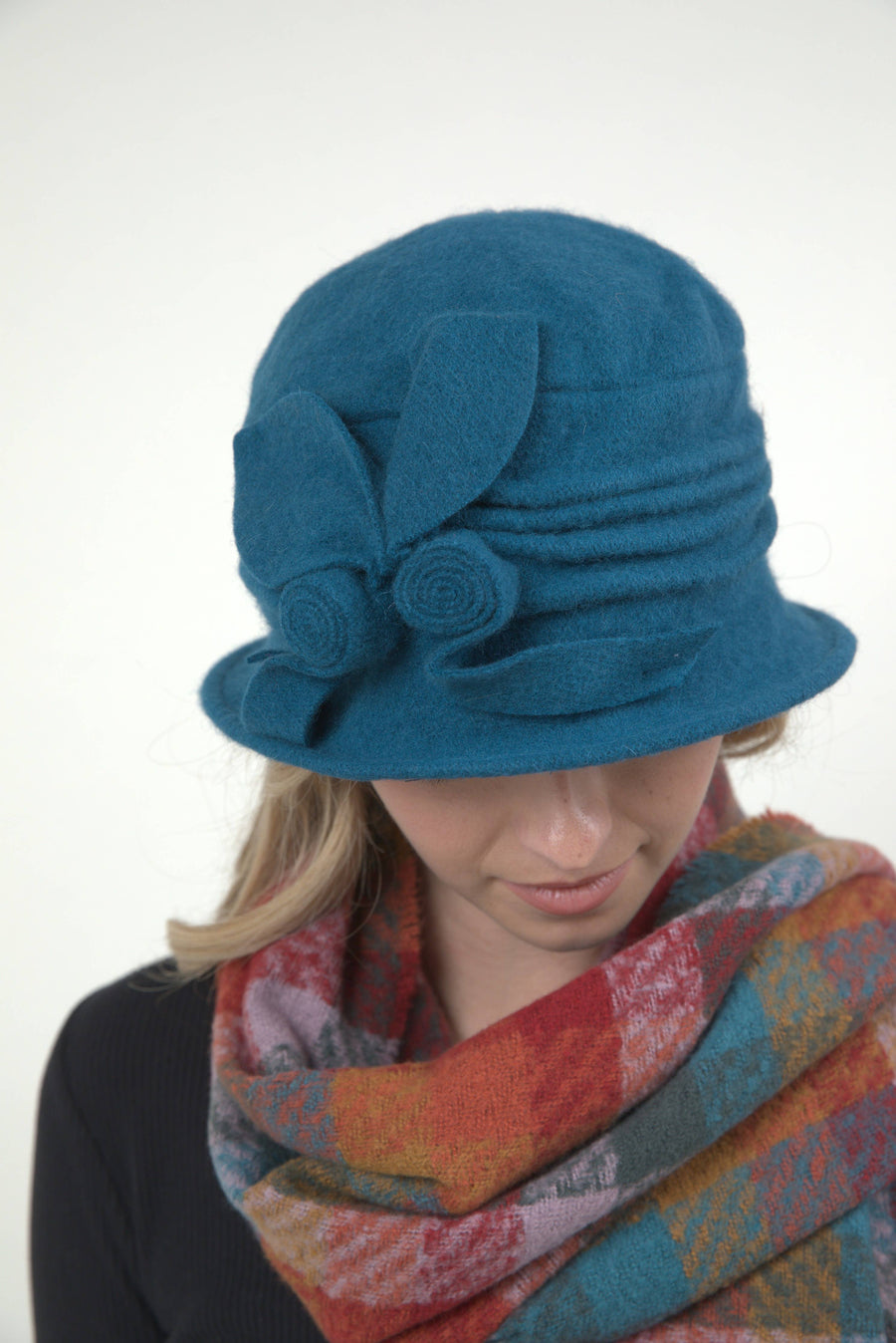 Boiled Wool Ribbed Cloche Hat