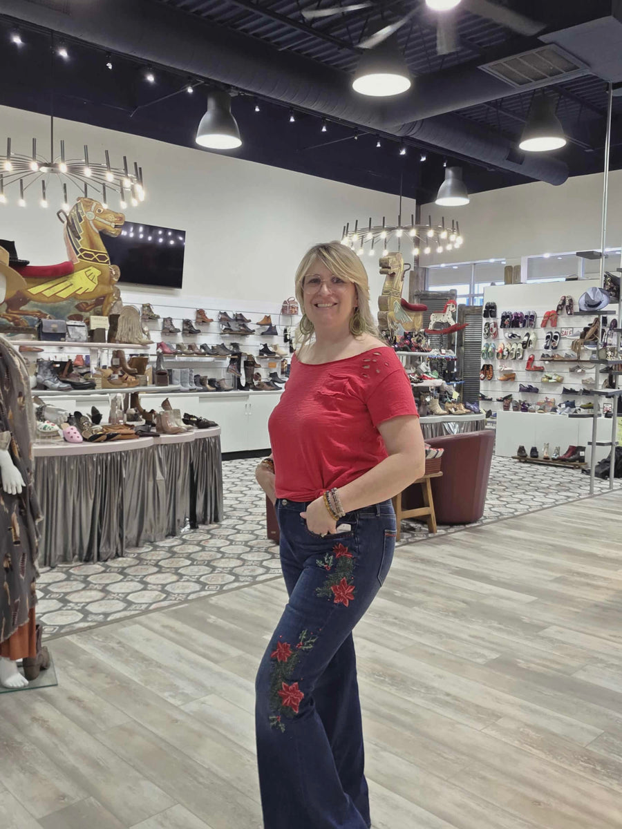 Driftwood Farrah Embroidered High-Rise Bootleg Jeans Robin Boutique