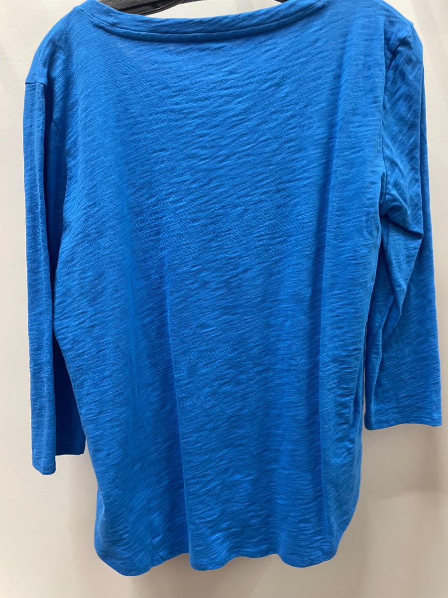 Solid Cotton Slub 3/4 Sleeve High-Low Tee by Escape