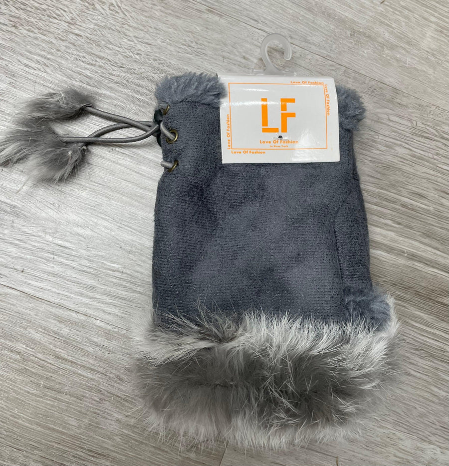Fingerless Faux Fur Trim Glove LOG 079 - Robin Boutique-Boutique 