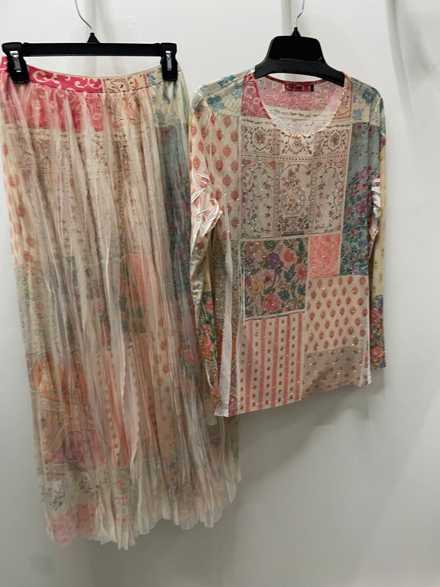 Sparkly Sheer Mesh Layering Shirt in Patch Floral by Origami