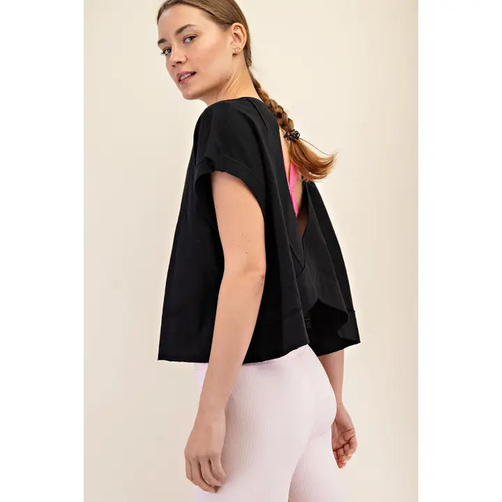 Cotton Slub Open Back Top