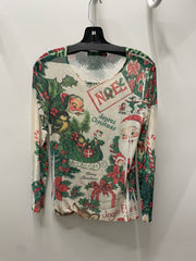 Additional view of Sparkling Sheer Mesh Layering Shirt in Vintage Christmas by Origami from Robin Boutique.