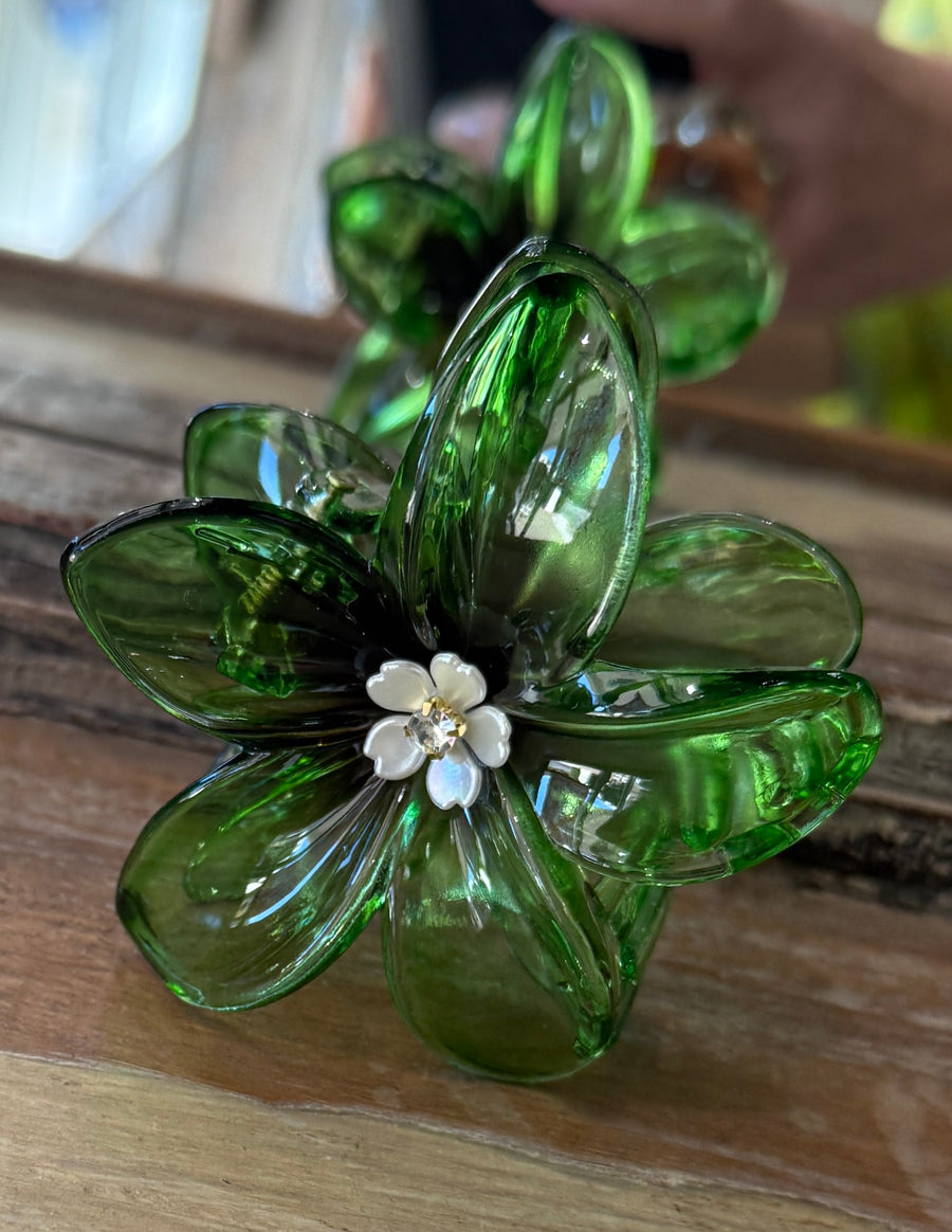 Flower Hair Claw with Rhinestone Center Robin Boutique