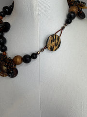 Rootbeer Mix Button Necklace by The Vintage Jewel