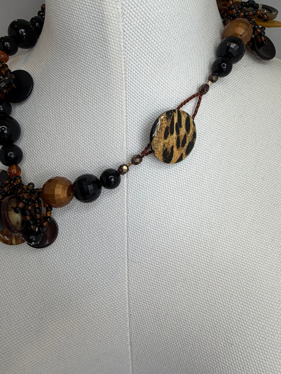 Rootbeer Mix Button Necklace by The Vintage Jewel