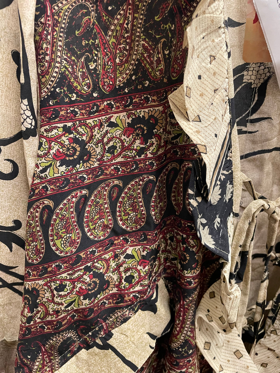 Crepe Sari Ruffle Daisy Blouse #132 by Kantha Bae