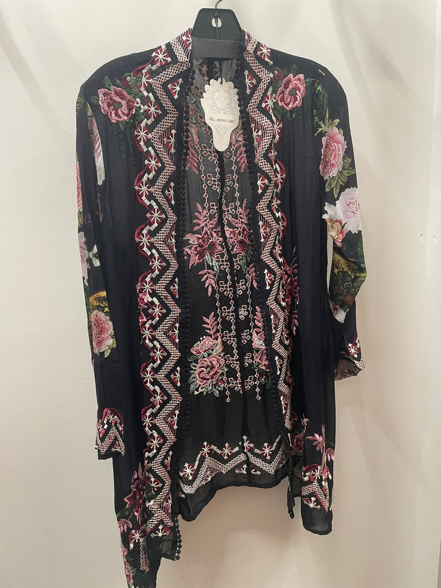 Embroidered Kimono in Black by All About Her