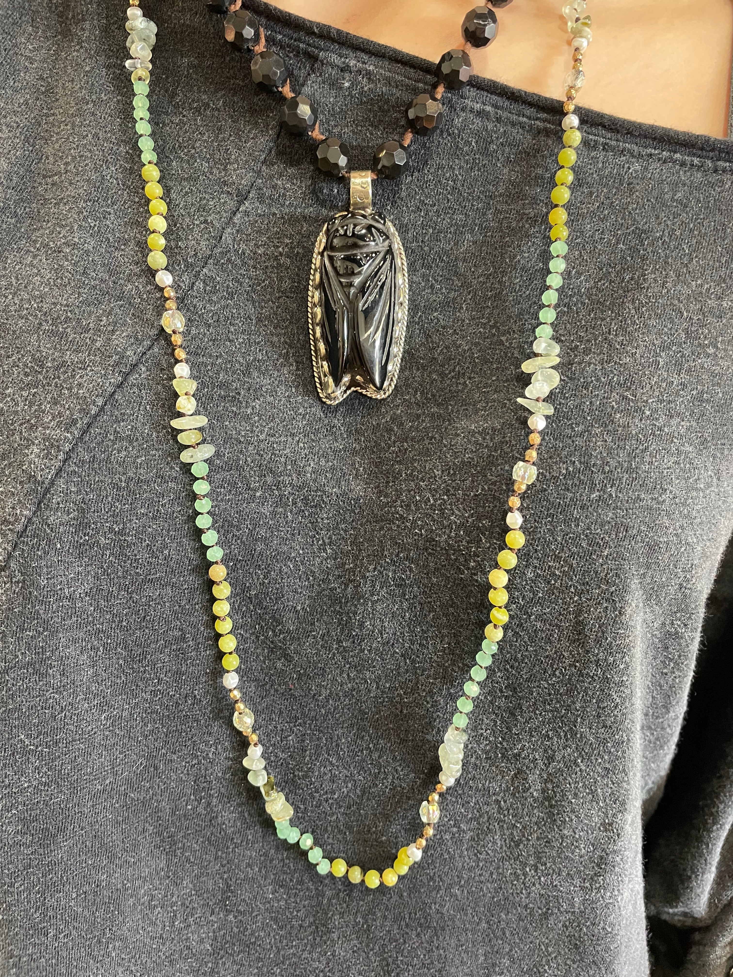 Additional view of Natural Stone and Crystal Bead Necklace from Robin Boutique.