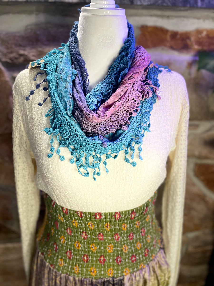 Boho Mixed Lace Handmade Scarf Necklace
