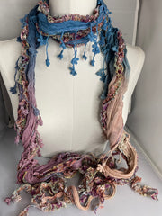 Boho Mixed Tassel Handmade Scarf Necklace