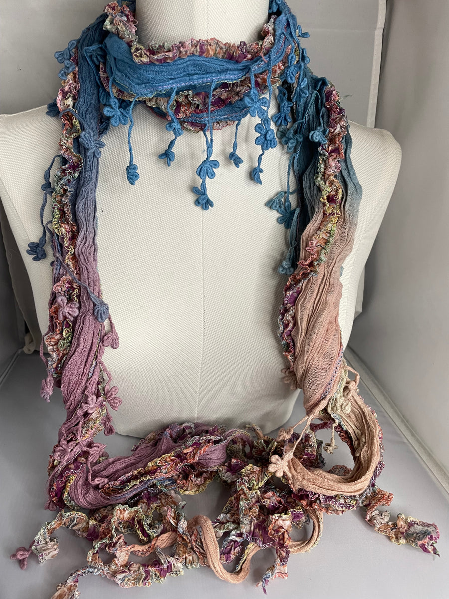 Boho Mixed Tassel Handmade Scarf Necklace