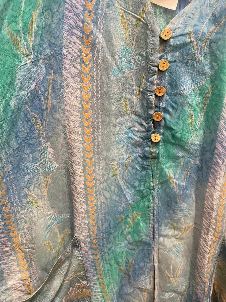 Crepe Sari Gaia Split Tunic #031 by Kantha Bae