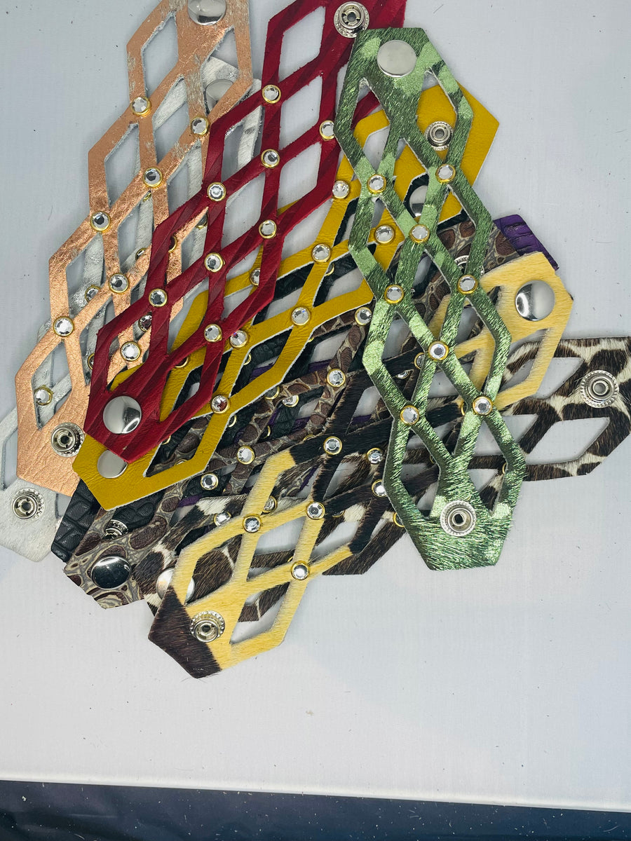Geometric Leather Fury Bracelet Cuff