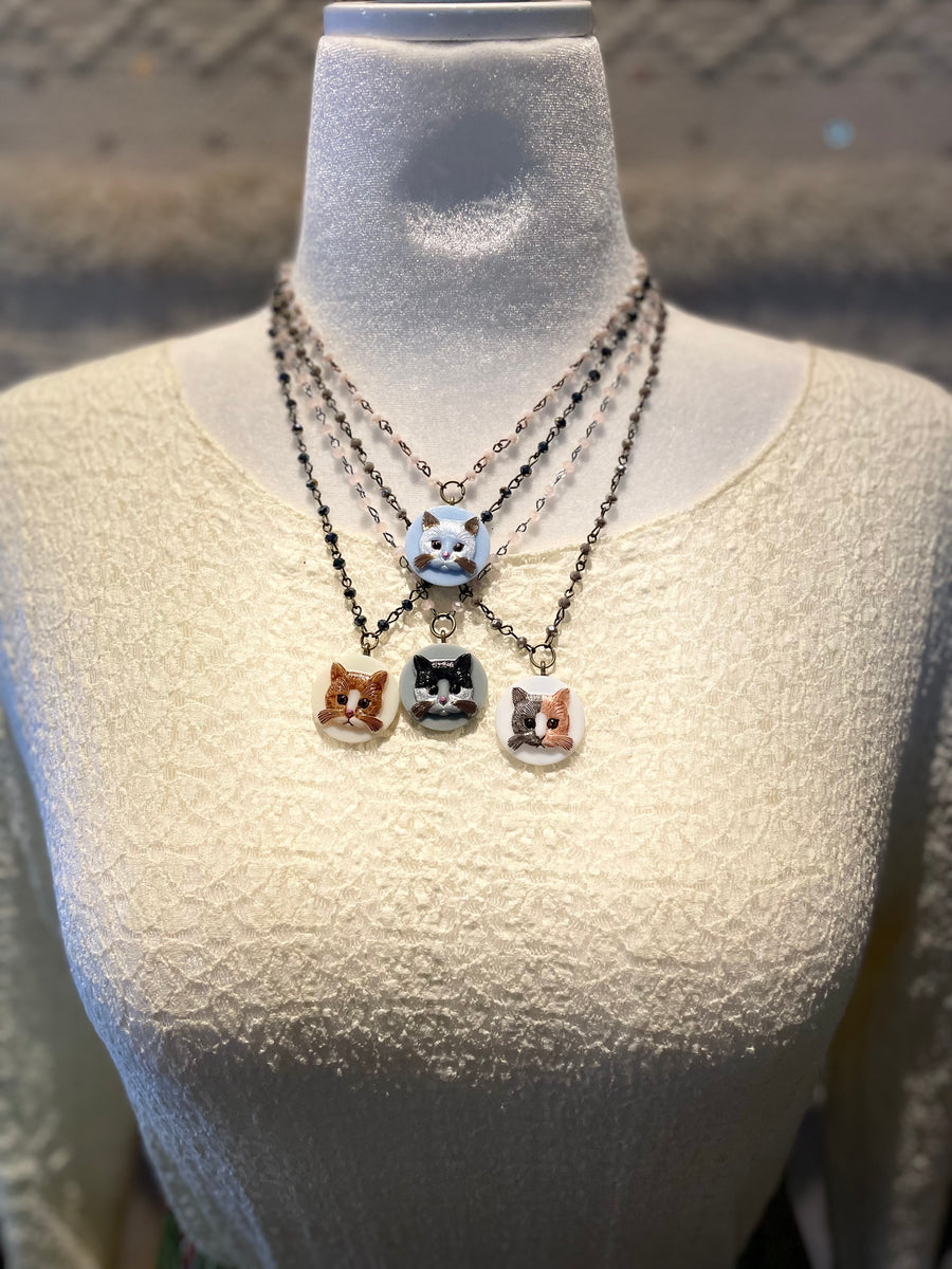 Vintage Cat Cameo Necklace by Gina