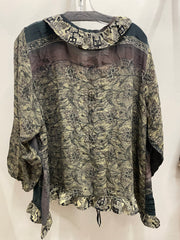 Crepe Sari Ruffle Daisy Blouse #174 by Kantha Bae