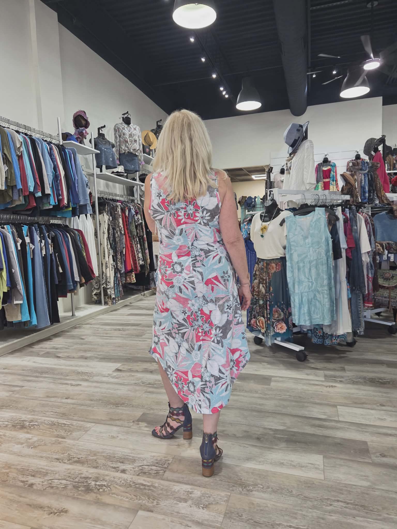 Fiji Floral Cotton Sleeveless Dress by Escape