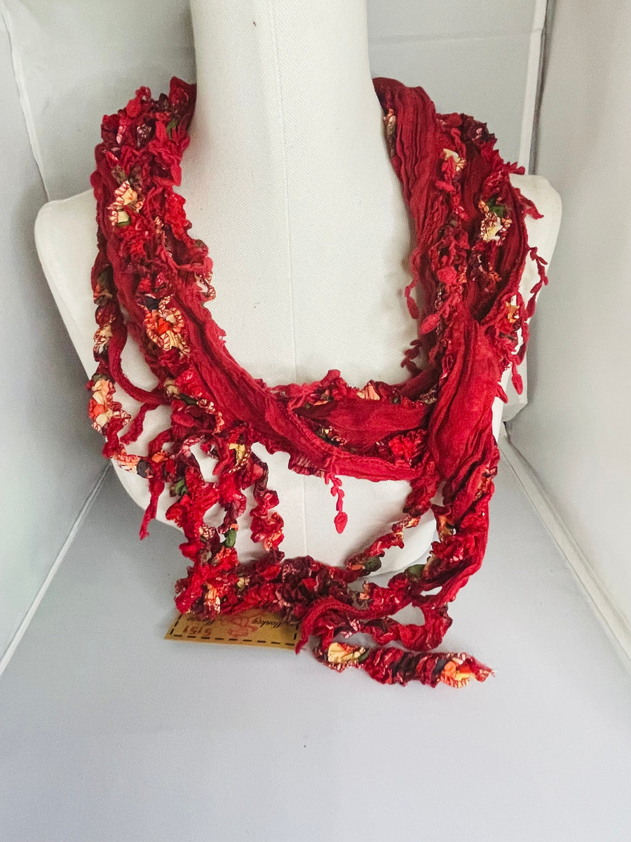 Boho Mixed Tassel Handmade Scarf Necklace