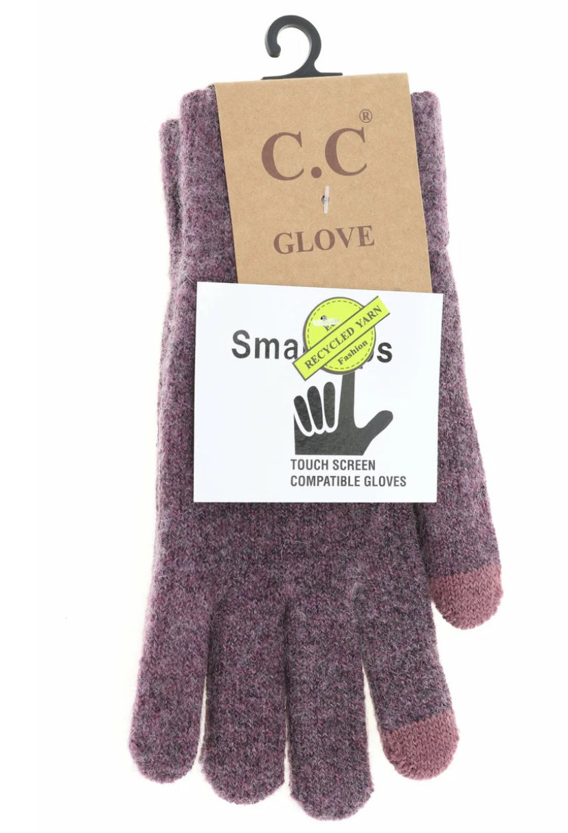 Soft Recycled Yarn Gloves by C.C. Beanie with touch screen G-2075