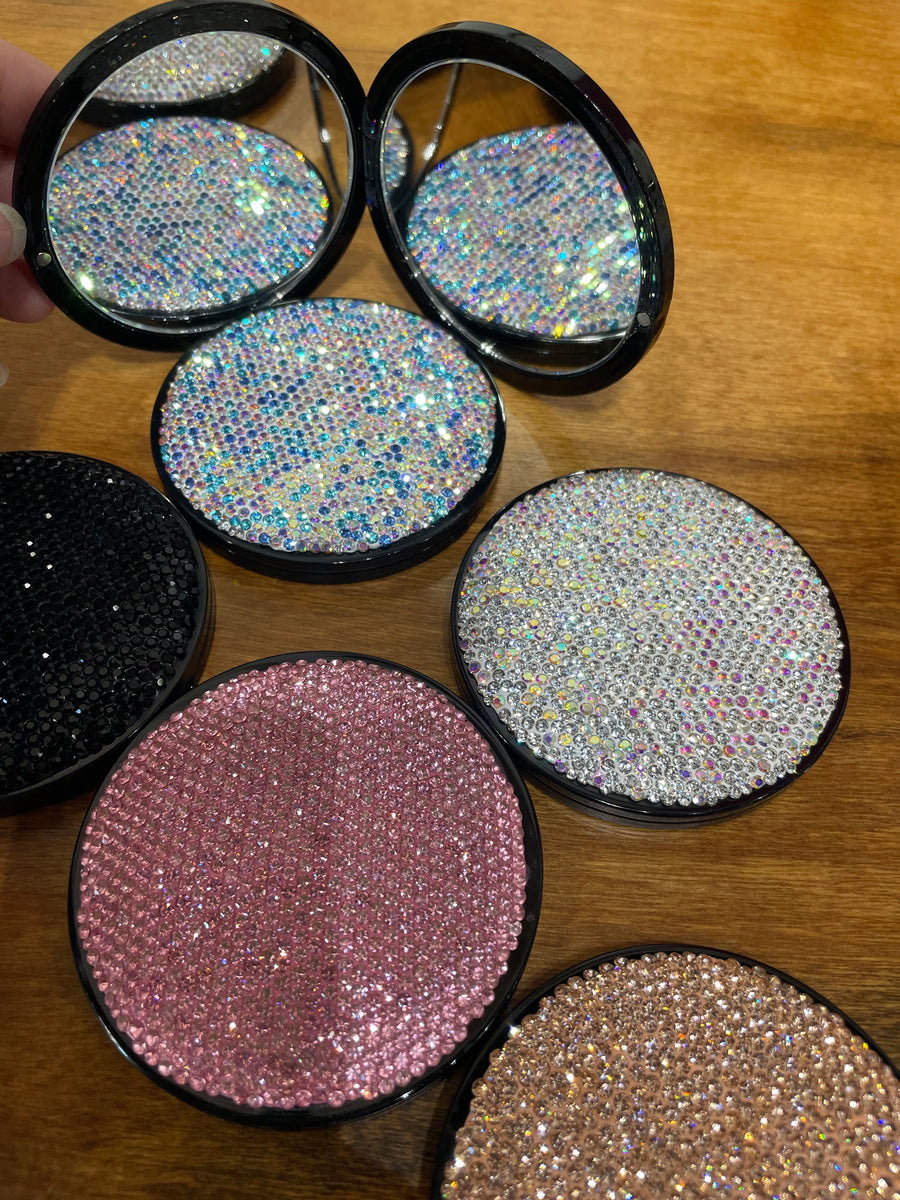 Rhinestone Round Compact Mirror