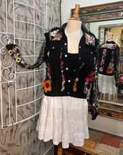 Denim Flower Illusion Jacket in Black by Adore