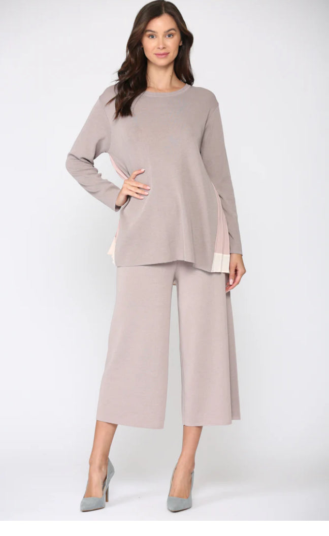 Summa Ribbed Knit Top with Back Pleats 21188SW