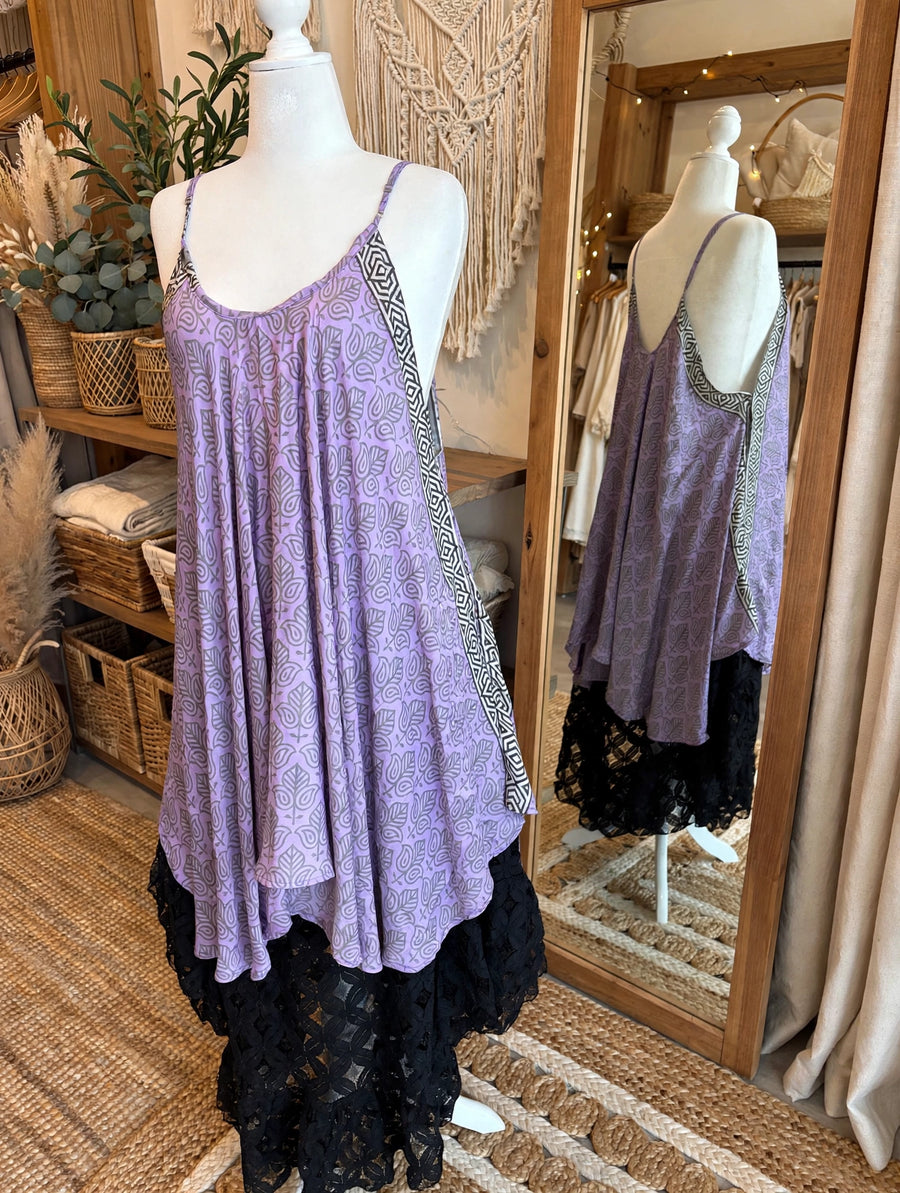 Rasgulla Sari Moonchild Mini Dress #021 by Kantha Bae