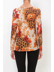 Sparkly Sheer Mesh Layering Shirt in Fall Leopard by Origami