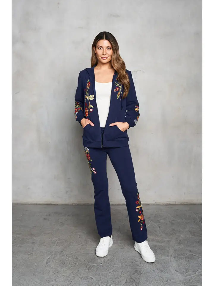 French Terry Embroidered Zip Hoodie by Paparazzi