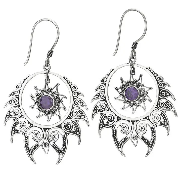 Sunburst Gypsy Amethyst Earrings