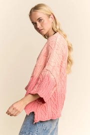 Ombre Oversized Cable Sweater by Davi & Dani