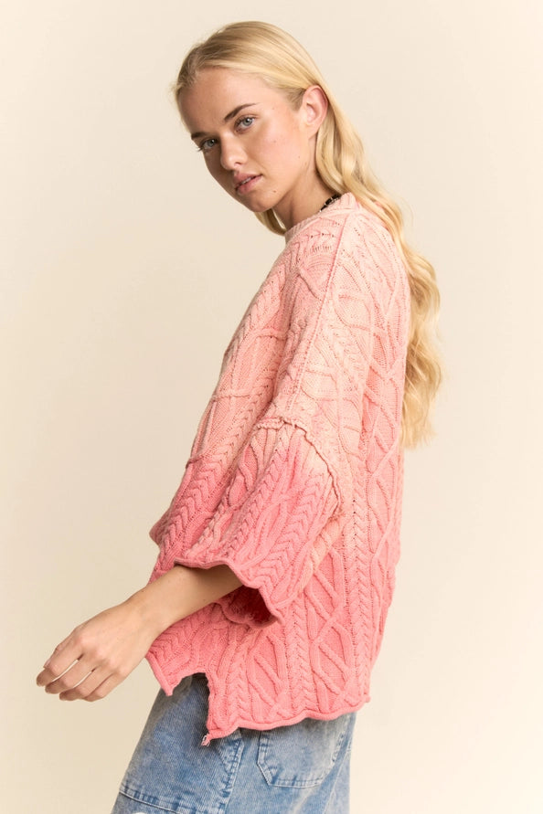 Ombre Oversized Cable Sweater by Davi & Dani