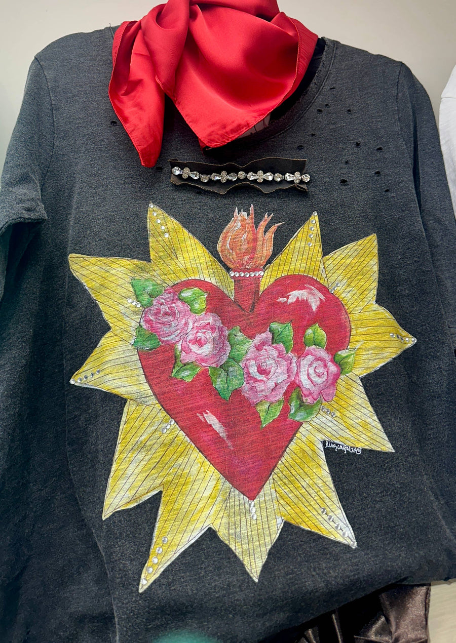 Blazing Heart Tattered Tee