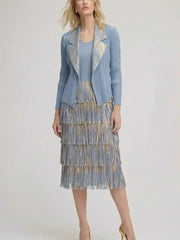 Pleated Metallic Fringe Dress by EllyNDale